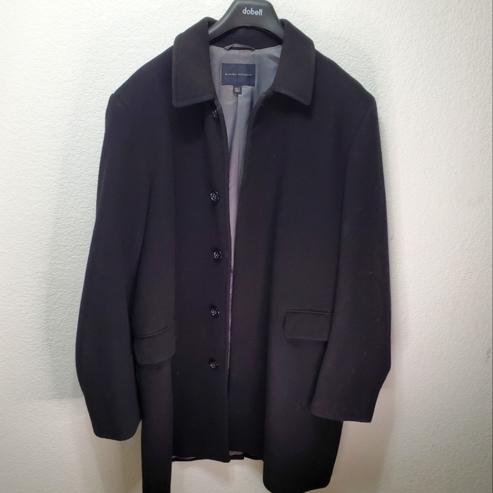 Men's Black Wool Top Coat